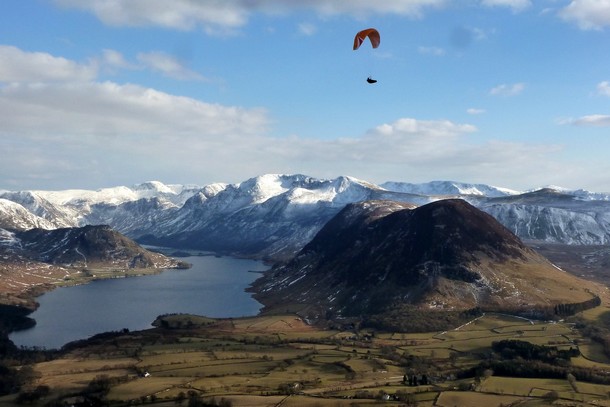 Glider and Crummock Water behind